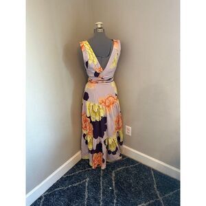 Anthropologie Floral Maxi Dress - Purple, Yellow, Orange